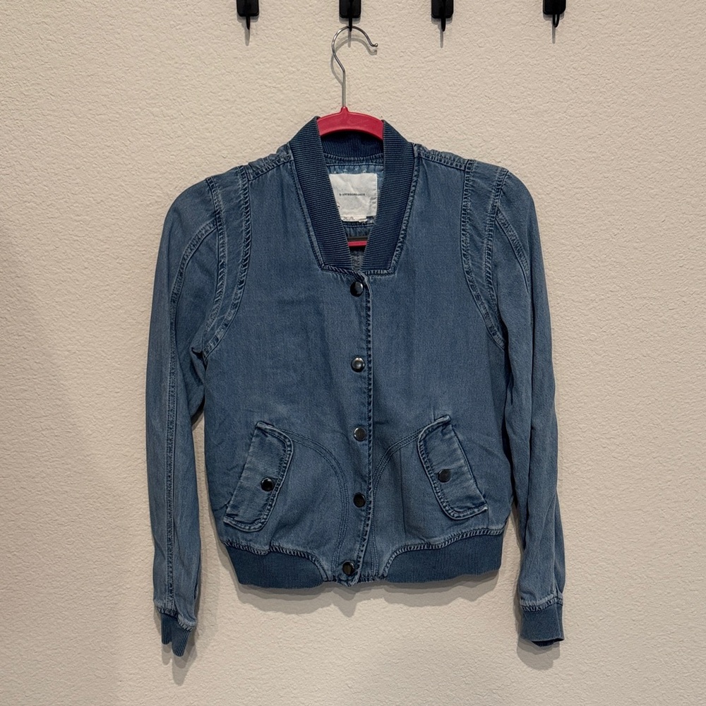 Anthropologie chambray bomber jacket